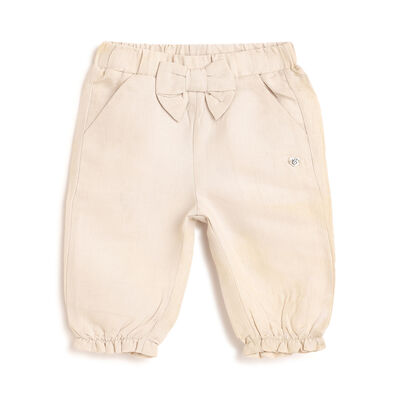 Girls Beige Solid Trouser